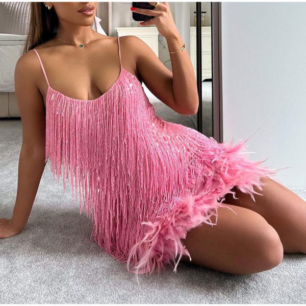 Layered Sequin Fringe Mini Dress Layered Sequin Fringe Mini Dress