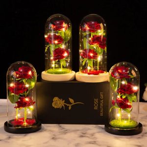 LED Galaxy Three Rose Glass Dome Ornament