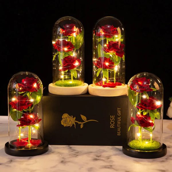 LED Galaxy Three Rose Glass Dome Ornament LED Galaxy Three Rose Glass Dome Ornament