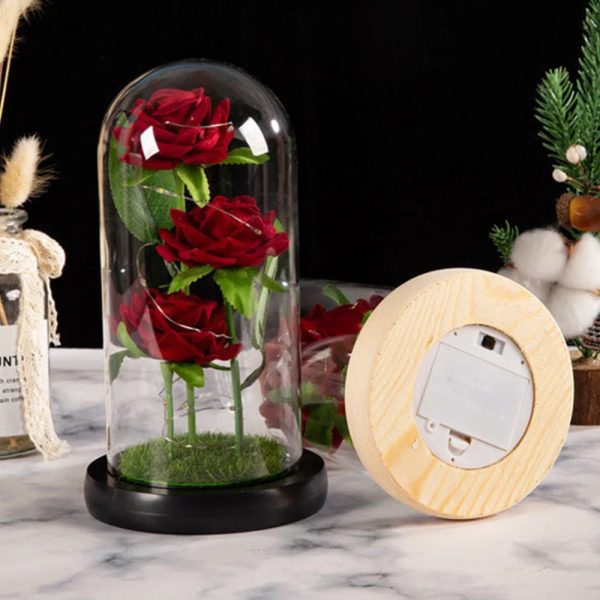 LED Galaxy Three Rose Glass Dome Ornament LED Galaxy Three Rose Glass Dome Ornament