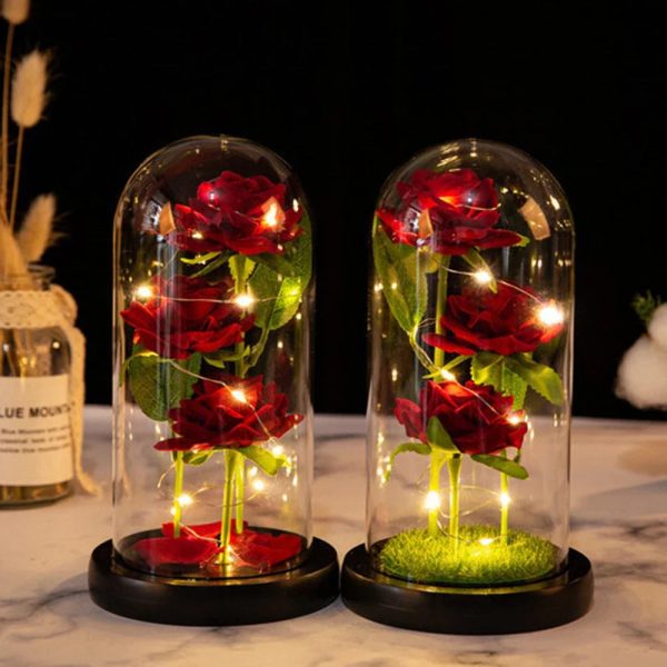 LED Galaxy Three Rose Glass Dome Ornament LED Galaxy Three Rose Glass Dome Ornament