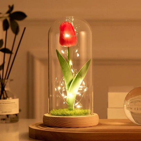 Led Glass Rose Tulip Ornament