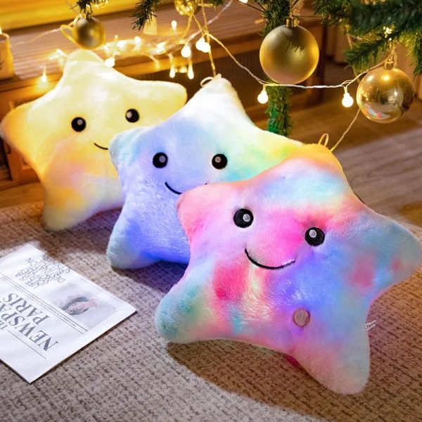 LED Star Plush Toy Soft Stuffed Star Pillow for Kids and Home Decor