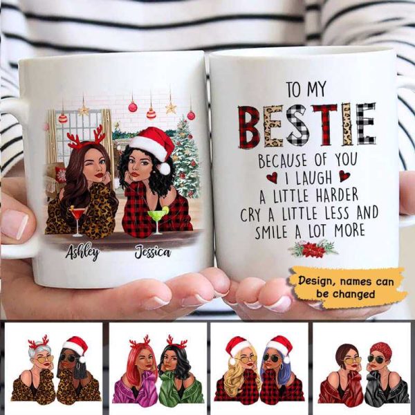 Leopard Checkered Christmas Fashion Besties Personalized Mug Leopard Checkered Christmas Fashion Besties Personalized Mug