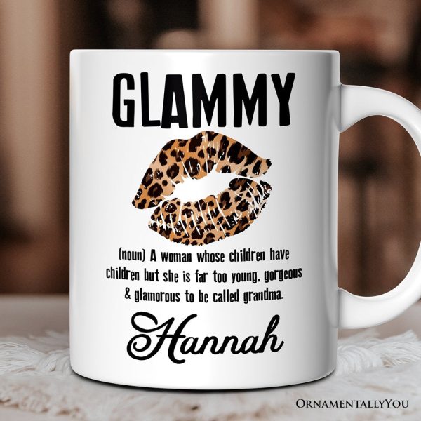 Leopard Lips Glammy Definition Personalized Mug, Coquette Grandma Gift With Custom Name Leopard Lips Glammy Definition Personalized Mug, Coquette Grandma Gift With Custom Name