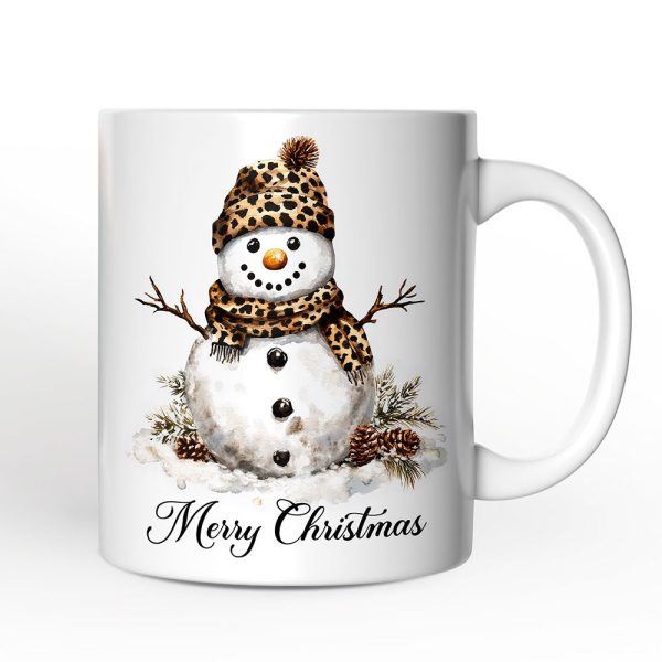 Leopard Snowman Personalized Mug, Christmas Gift With Custom Name Leopard Snowman Personalized Mug, Christmas Gift With Custom Name