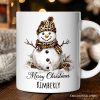 Leopard Snowman Personalized Mug, Christmas Gift With Custom Name Leopard Snowman Personalized Mug, Christmas Gift With Custom Name