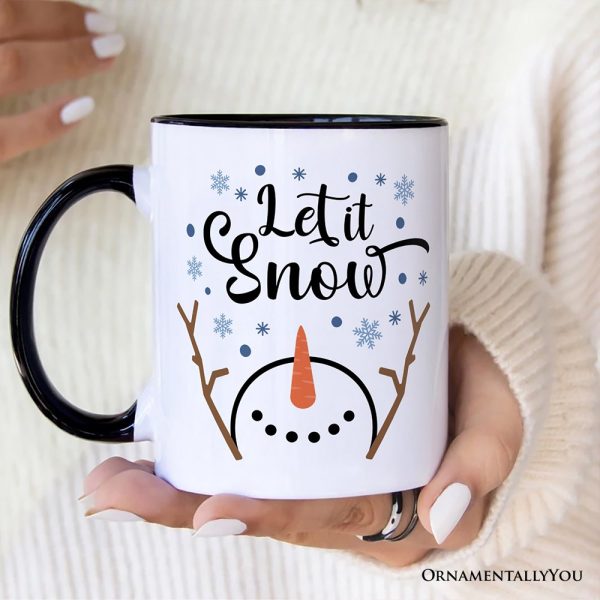 Let It Snow Snowman Personalized Mug, Snowflakes Minimalist Gift with Custom Name Let It Snow Snowman Personalized Mug, Snowflakes Minimalist Gift with Custom Name