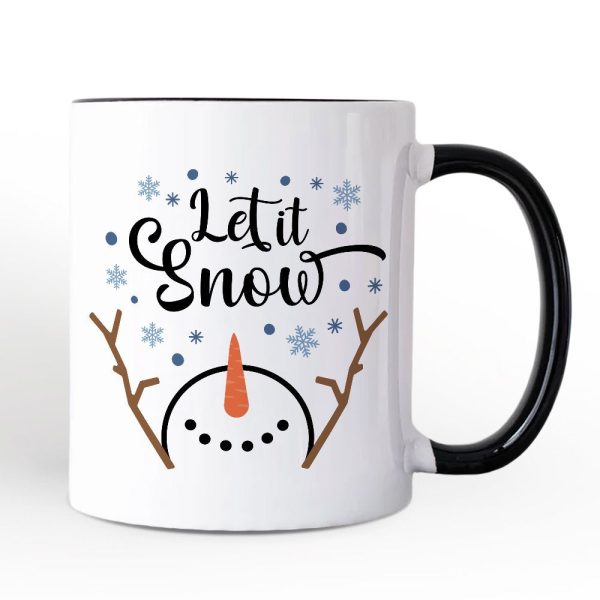 Let It Snow Snowman Personalized Mug, Snowflakes Minimalist Gift with Custom Name Let It Snow Snowman Personalized Mug, Snowflakes Minimalist Gift with Custom Name