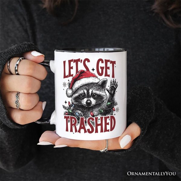 Let's Get Trashed Christmas Raccoon Personalized Mug, Funny Gift for Feral Women with Custom Name Let's Get Trashed Christmas Raccoon Personalized Mug, Funny Gift for Feral Women with Custom Name