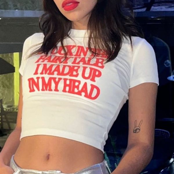 Letter Red Printed White Tee Letter Red Printed White Tee