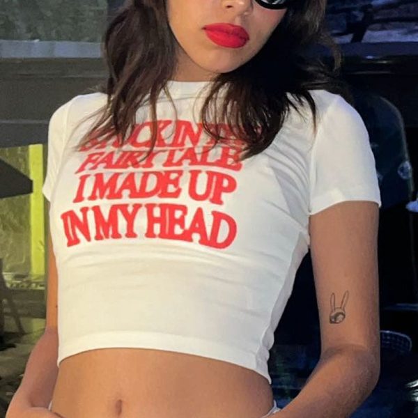 Letter Red Printed White Tee Letter Red Printed White Tee