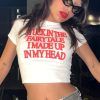 Letter Red Printed White Tee Letter Red Printed White Tee