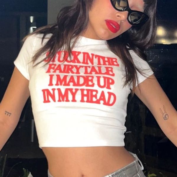 Letter Red Printed White Tee Letter Red Printed White Tee