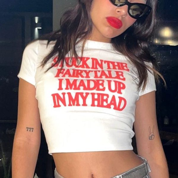 Letter Red Printed White Tee Letter Red Printed White Tee