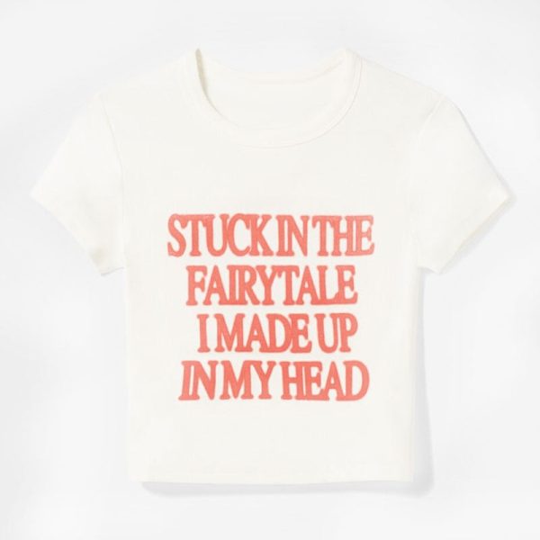 Letter Red Printed White Tee Letter Red Printed White Tee
