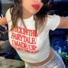 Letter Red Printed White Tee Letter Red Printed White Tee
