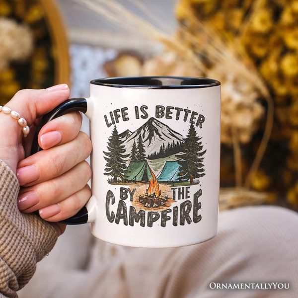 Life Is Better by the Campfire Personalized Mug, Outdoors Camping Gift with Custom Name Life Is Better by the Campfire Personalized Mug, Outdoors Camping Gift with Custom Name