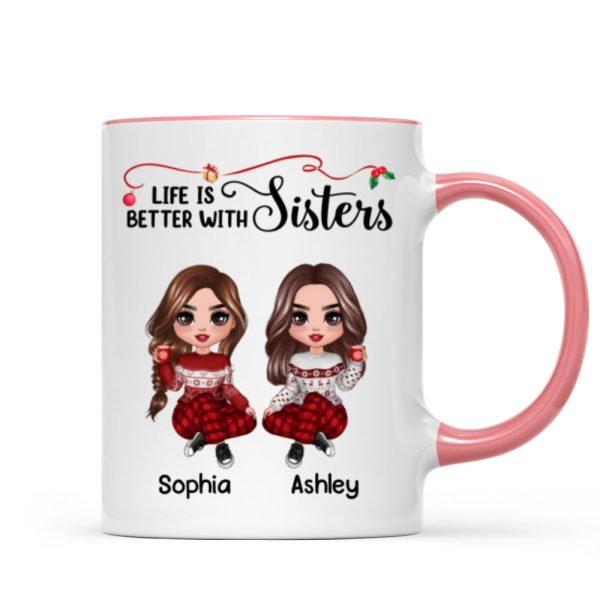 Life Is Better With Besties Sisters Christmas Personalized Mug Life Is Better With Besties Sisters Christmas Personalized Mug