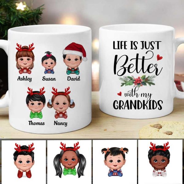 Life Is Better With Grandkids Chin On Hands Christmas Personalized Mug Life Is Better With Grandkids Chin On Hands Christmas Personalized Mug