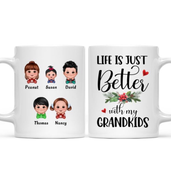 Life Is Better With Grandkids Chin On Hands Christmas Personalized Mug Life Is Better With Grandkids Chin On Hands Christmas Personalized Mug