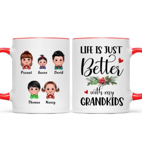 Life Is Better With Grandkids Chin On Hands Christmas Personalized Mug Life Is Better With Grandkids Chin On Hands Christmas Personalized Mug
