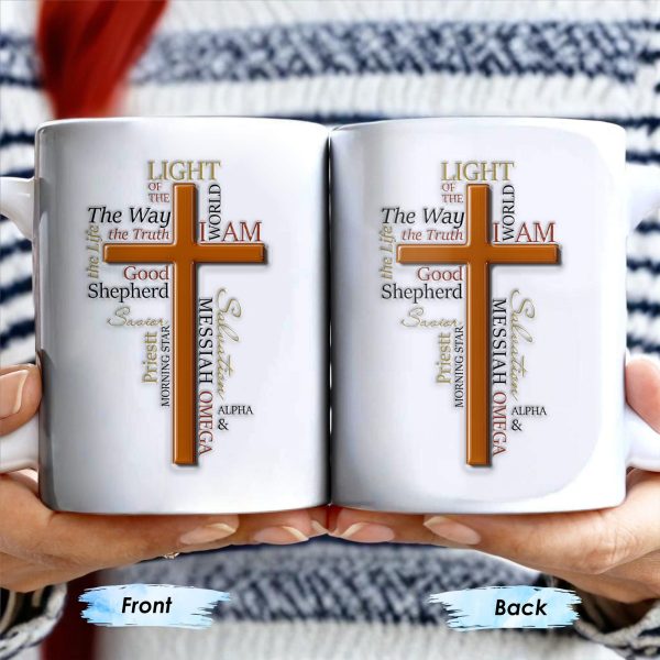 Light Of The Way, The Truth, Good Shepherd, Alpha & Omega, Messiah, Cross and Religious Text - Personalized Custom Coffee Mug - FTH069_MG Light Of The Way, The Truth, Good Shepherd, Alpha & Omega, Messiah, Cross and Religious Text - Personalized Custom Coffee Mug - FTH069_MG