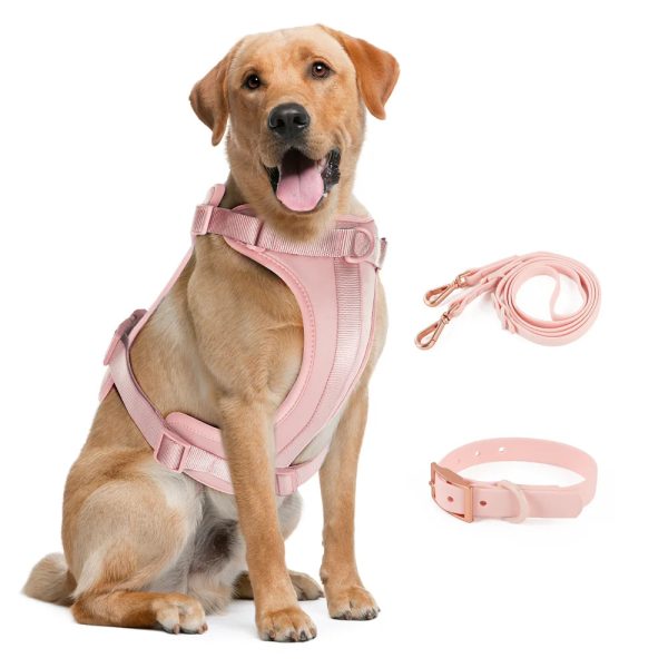 Light Pink Double Dog Leash Set - Adjustable PVC Harness Light Pink Double Dog Leash Set - Adjustable PVC Harness