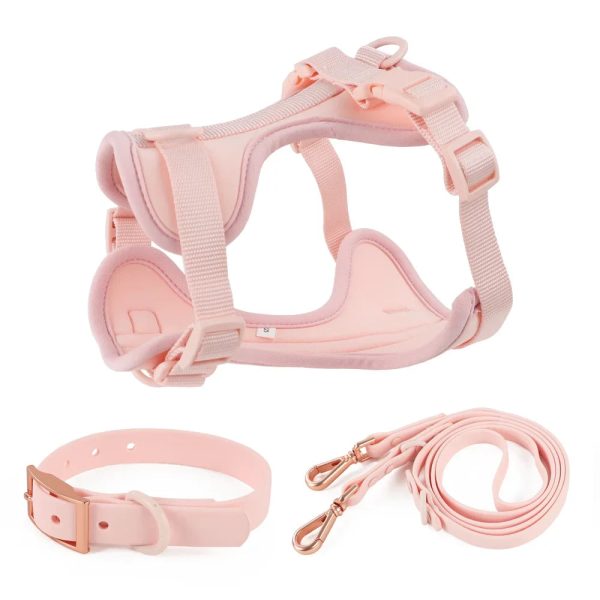 Light Pink Double Dog Leash Set - Adjustable PVC Harness Light Pink Double Dog Leash Set - Adjustable PVC Harness