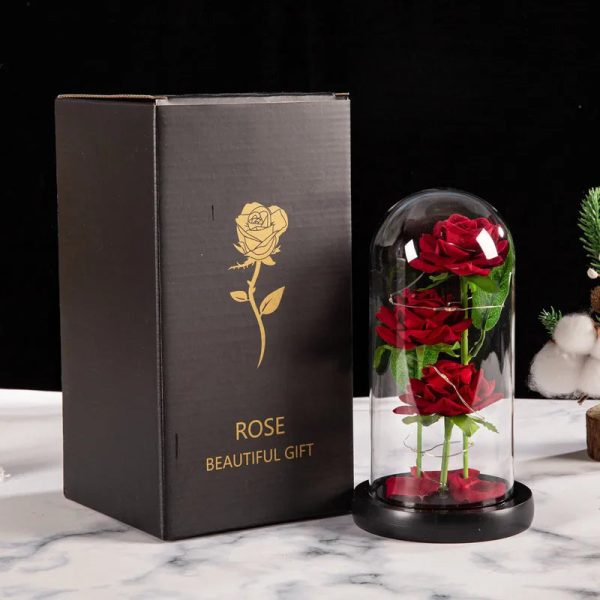 Light Up Rose Glass Dome Ornament