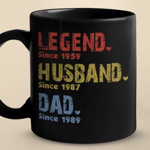 Like A Dad Just More Squatchy - Family Personalized Custom Black Mug - Birthday Gift For Dad
