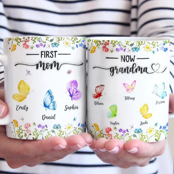Like Butterflies, Their Love Transcends Generations - Family Personalized Custom 3D Inflated Effect Printed Mug - Gift For Mom, Grandma Like Butterflies, Their Love Transcends Generations - Family Personalized Custom 3D Inflated Effect Printed Mug - Gift For Mom, Grandma