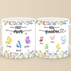 Like Butterflies, Their Love Transcends Generations - Family Personalized Custom 3D Inflated Effect Printed Mug - Gift For Mom, Grandma