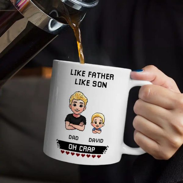 Like Mother Father Like Daughter Son Oh Crap Pixel Art - Personalized Mug Like Mother Father Like Daughter Son Oh Crap Pixel Art - Personalized Mug