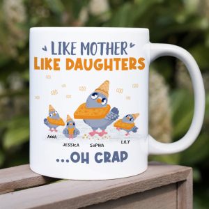 Like Mother Like Daughter, Gift For Mom, Personalized Mug, Pigeon Bird Mug, Mother's Day Gift