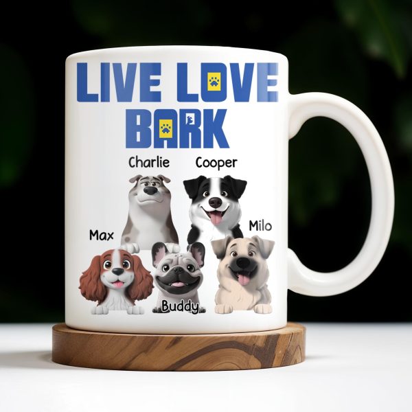 Live Love Bark, Dogs - Personalized Custom Coffee Mug - DOG044_MG Live Love Bark, Dogs - Personalized Custom Coffee Mug - DOG044_MG