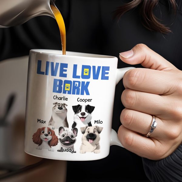 Live Love Bark, Dogs - Personalized Custom Coffee Mug - DOG044_MG Live Love Bark, Dogs - Personalized Custom Coffee Mug - DOG044_MG