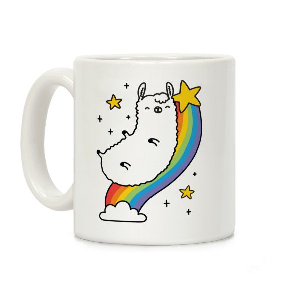 Llama On A Rainbow Coffee Mug Llama On A Rainbow Coffee Mug