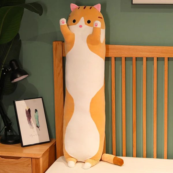 Long Cat Plush Toy Soft Pillow for Kids Girls Sleep