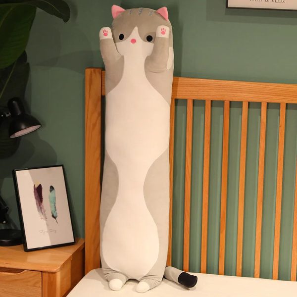 Long Cat Plush Toy Soft Pillow for Kids Girls Sleep