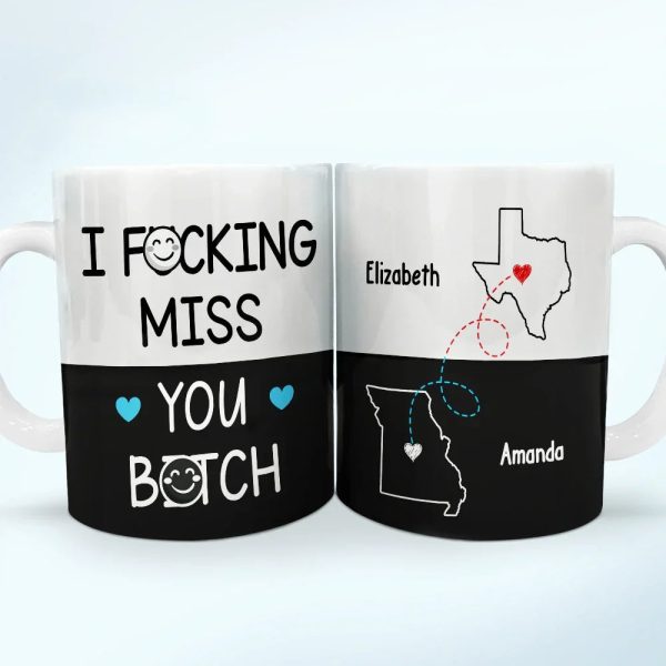 Long Distance Besties I Miss Your Face Never Too Far - Personalized White Edge-to-Edge Mug Long Distance Besties I Miss Your Face Never Too Far - Personalized White Edge-to-Edge Mug
