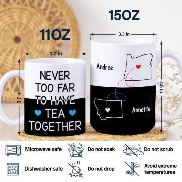 Long Distance Besties I Miss Your Face Never Too Far - Personalized White Edge-to-Edge Mug Long Distance Besties I Miss Your Face Never Too Far - Personalized White Edge-to-Edge Mug