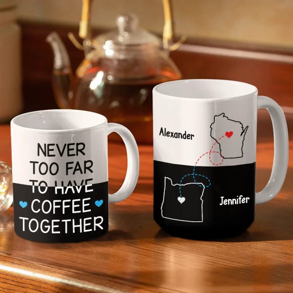 Long Distance Besties I Miss Your Face Never Too Far - Personalized White Edge-to-Edge Mug Long Distance Besties I Miss Your Face Never Too Far - Personalized White Edge-to-Edge Mug