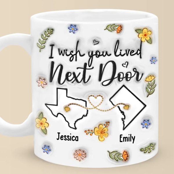 Long Distance Far Away, But Never Too Far To Care - Bestie Personalized Custom 3D Inflated Effect Printed Mug - Gift For Best Friends, BFF, Sisters