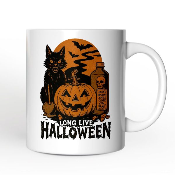 Long Live Halloween Personalized Mug, Retro Black Cat Pumpkin Gift with Custom Name Long Live Halloween Personalized Mug, Retro Black Cat Pumpkin Gift with Custom Name