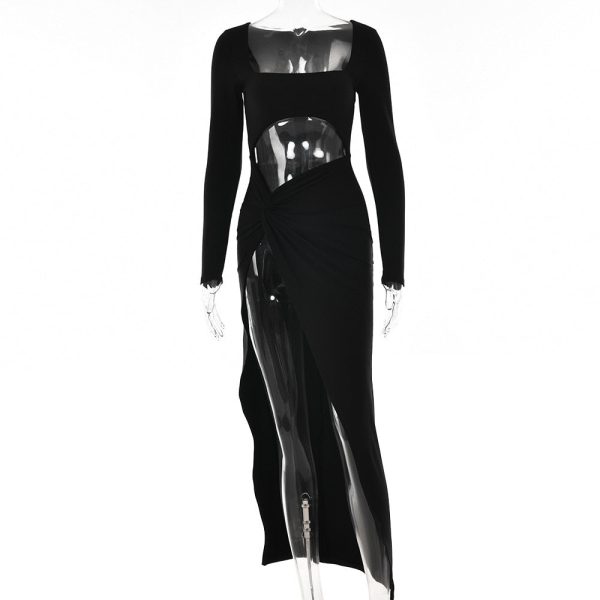 Long Sleeve Cut Out High Split Maxi Dress Long Sleeve Cut Out High Split Maxi Dress