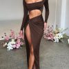 Long Sleeve Cut Out High Split Maxi Dress Long Sleeve Cut Out High Split Maxi Dress