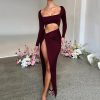 Long Sleeve Cut Out High Split Maxi Dress Long Sleeve Cut Out High Split Maxi Dress