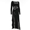 Long Sleeve Cut Out High Split Maxi Dress Long Sleeve Cut Out High Split Maxi Dress
