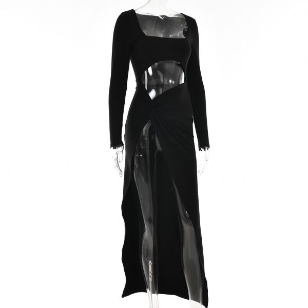 Long Sleeve Cut Out High Split Maxi Dress Long Sleeve Cut Out High Split Maxi Dress